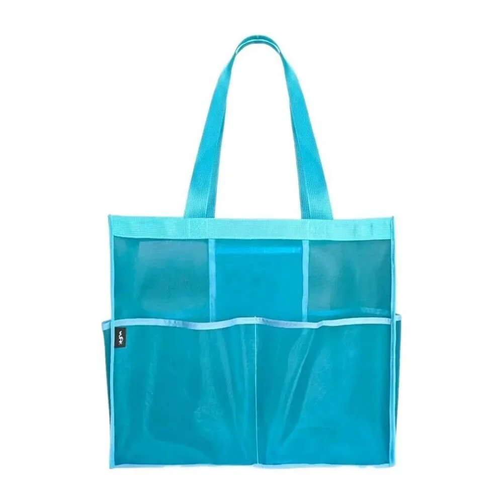 Mesh Beach Bag Large Tote Bag with 6 Pockets XL Storage Bag Lightweight Foldable